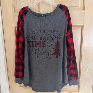 Plaid holiday top